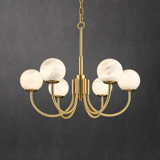 Alanbaster Brass Chandelier 25.6" 31.5"