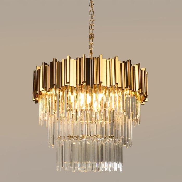 Enoch Three Tier Gold Plated Crystal Chandelier