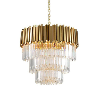 Enoch Three Tier Gold Plated Crystal Chandelier