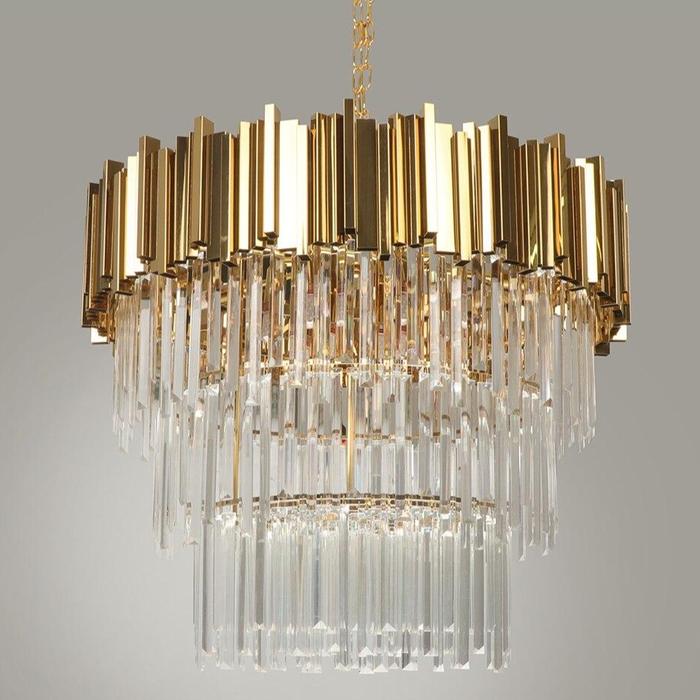 Enoch Three Tier Gold Plated Crystal Chandelier