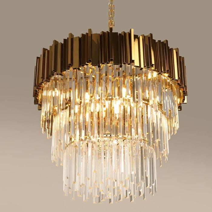 Enoch Three Tier Gold Plated Crystal Chandelier