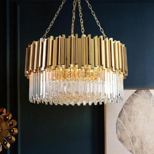 Enoch Gold Plated Round Crystal Chandelier