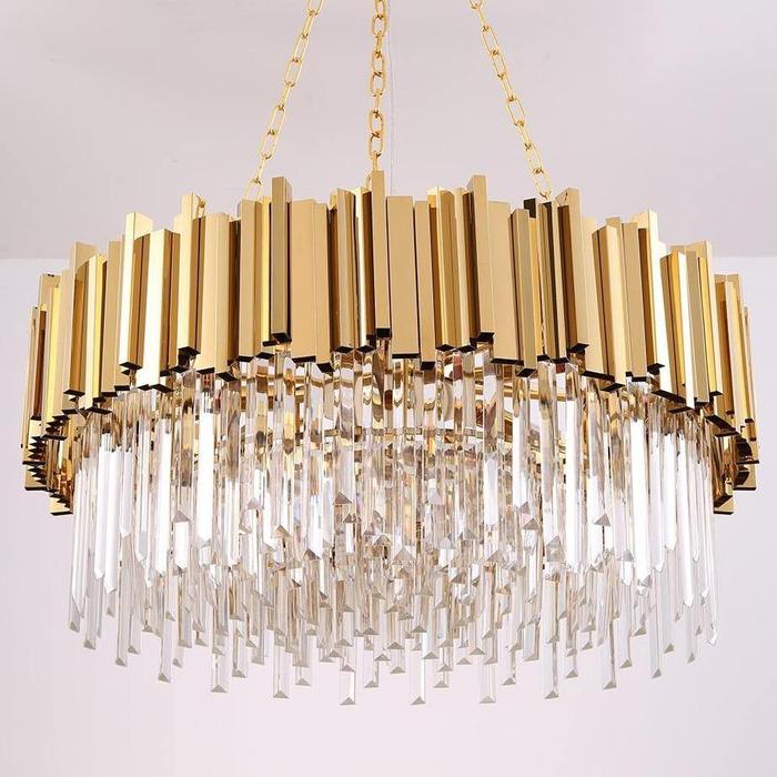 Enoch Gold Plated Round Crystal Chandelier