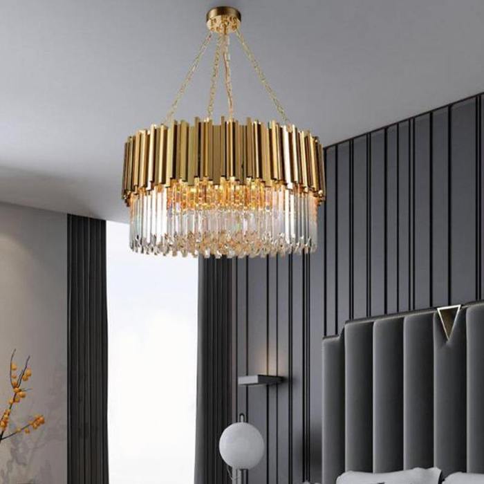 Enoch Gold Plated Round Crystal Chandelier