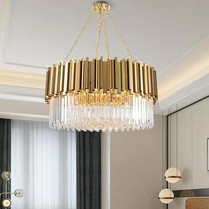 Enoch Gold Plated Round Crystal Chandelier