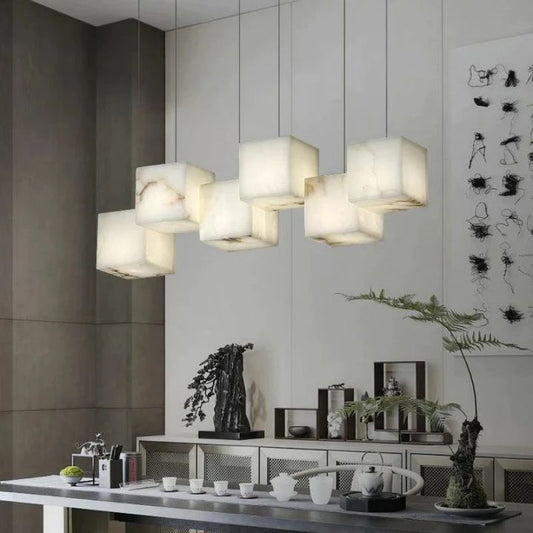 Alanbaster Cubic Linear Chandelier