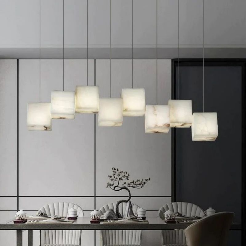 Alanbaster Cubic Linear Chandelier