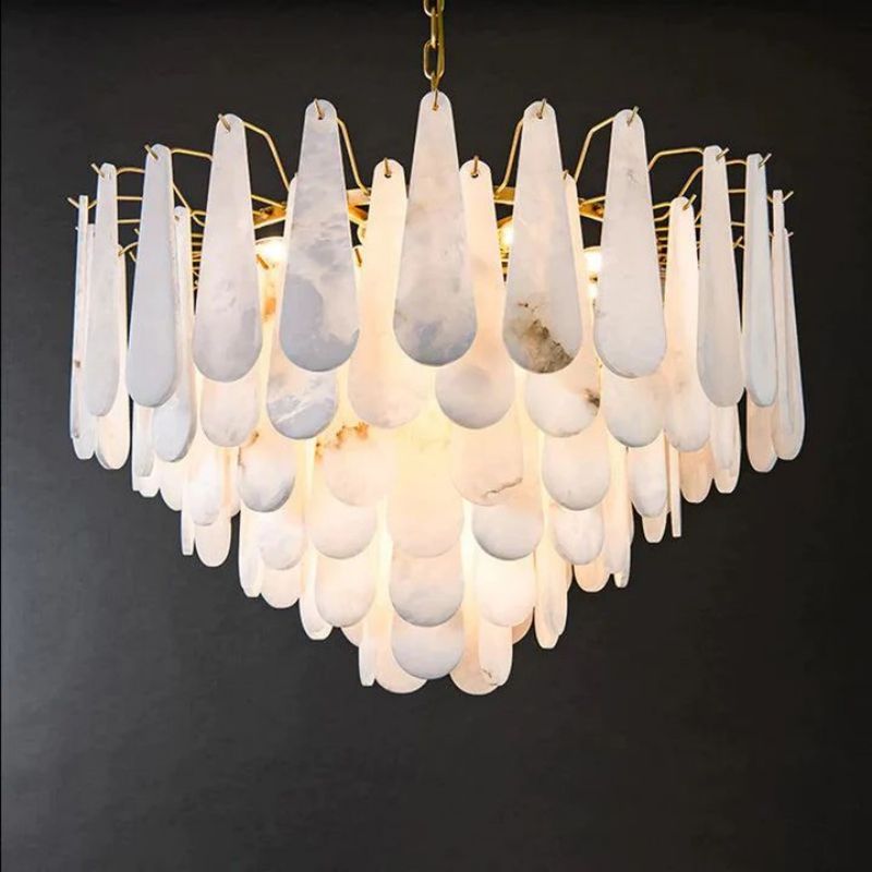 Alanbaster Feathery Chandelier 21.7" D 31.5" D