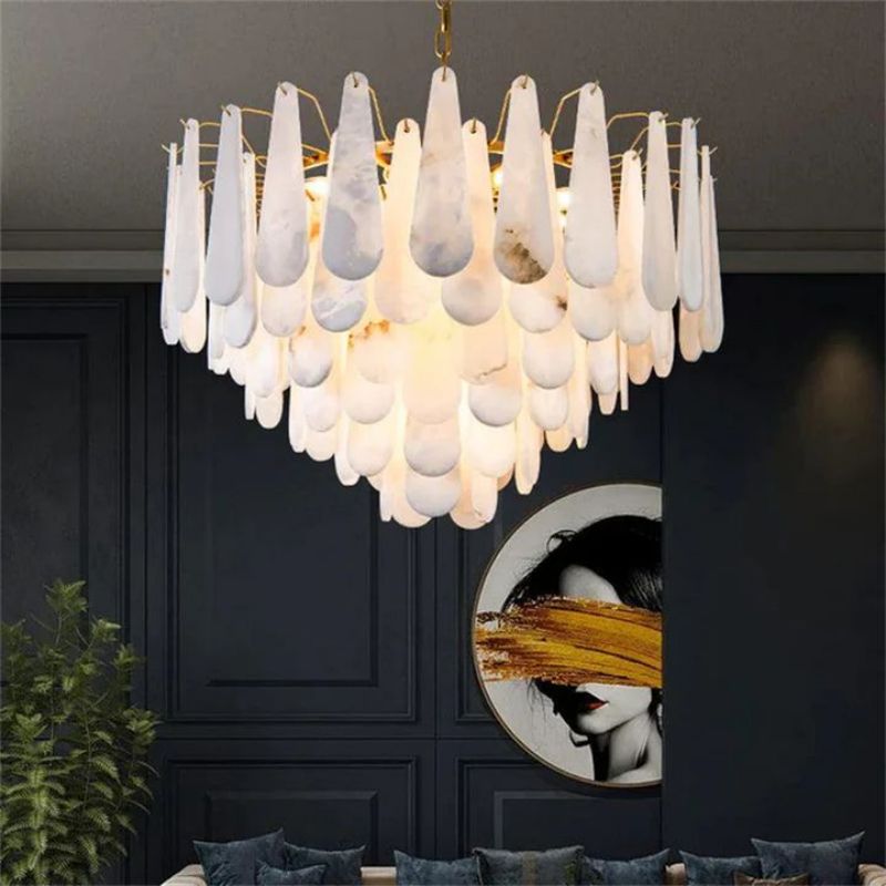 Alanbaster Feathery Chandelier 21.7" D 31.5" D