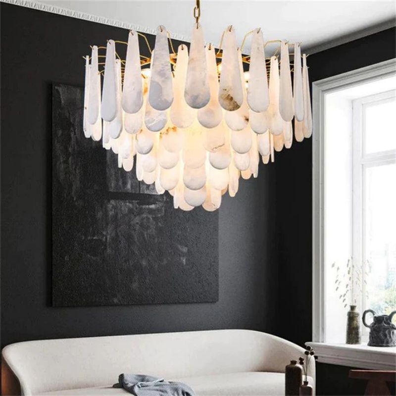 Alanbaster Feathery Chandelier 21.7" D 31.5" D