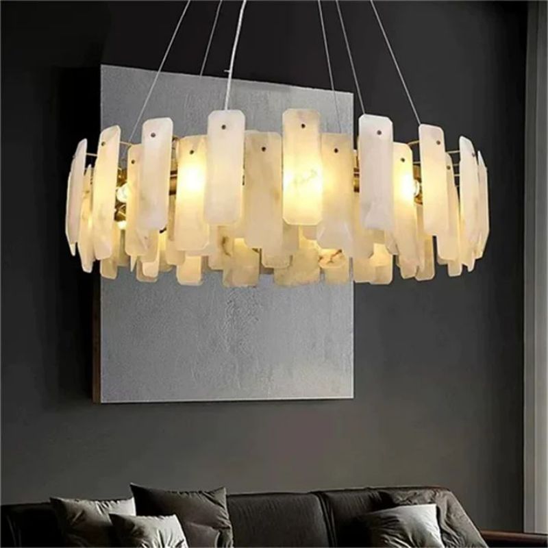 Alanbaster Flakes Round Chandelier